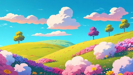 landscape with flowers