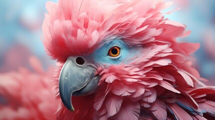 Obraz premium Illustrate the intricate feathers and expressive eyes of a Galah in digital CG 3D, showcasing its charming rose-breasted beauty up close