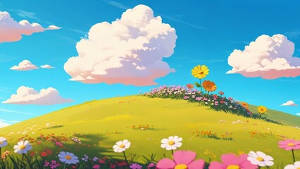 landscape with flowers