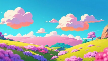 Fototapeta premium landscape with flowers