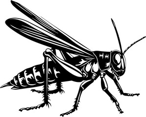 Illustration of the silhouette of an insect. AI generated illustration.