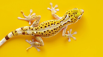 Naklejka premium Gecko, Yellow Background