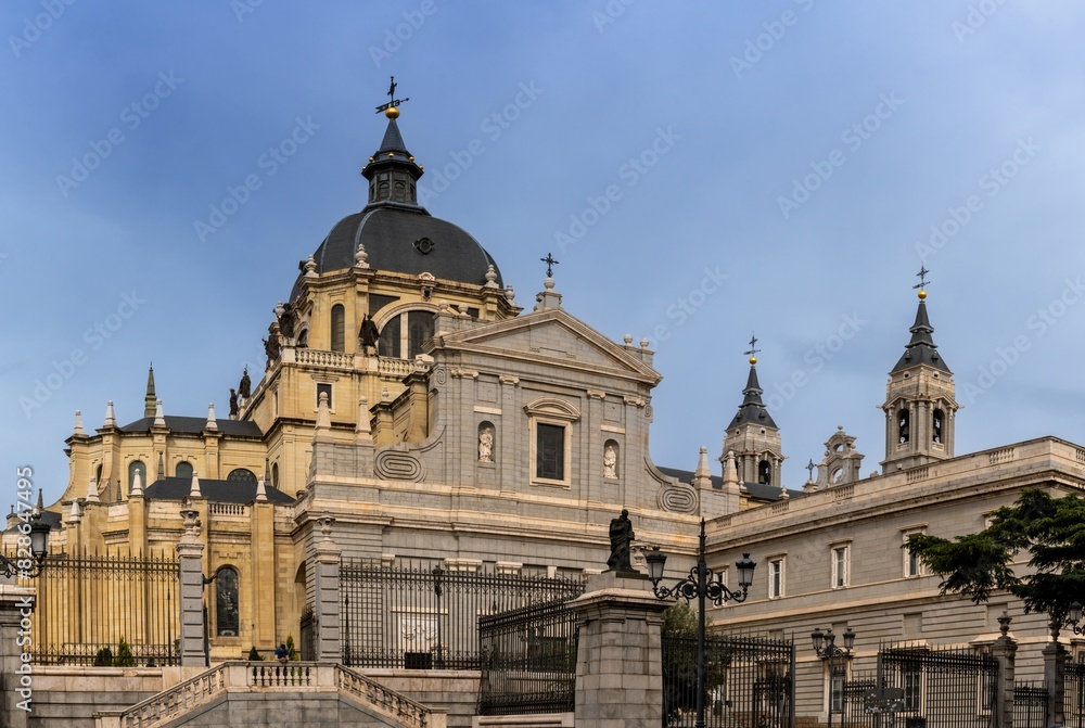 Wall mural view of the Almudena Cathedral near the Royal Palace in downtown Madrid