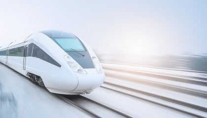 Obraz premium modern train with speed light effect, space for text. high tech transportation. Fast trip. Travel banner