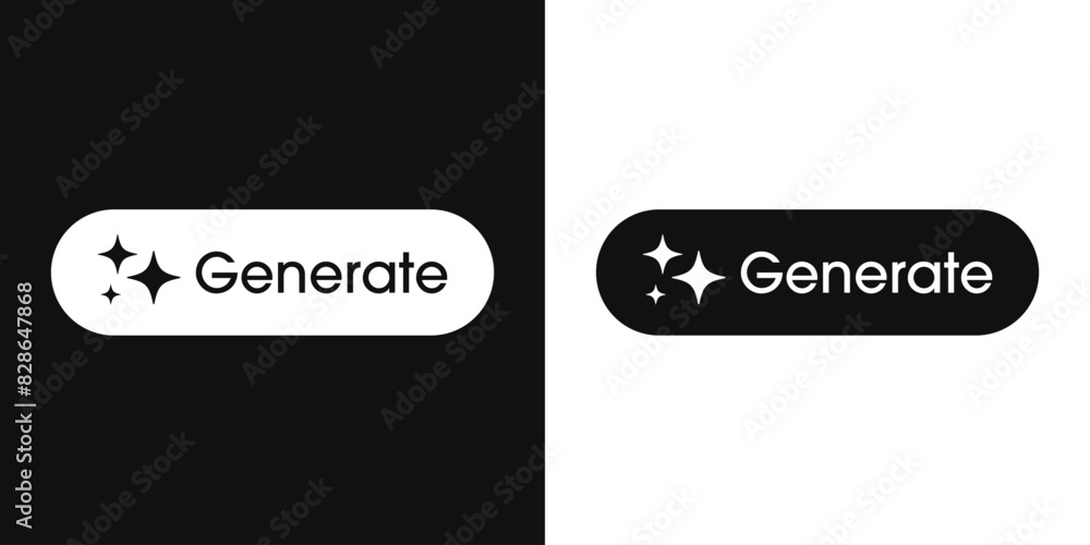 Poster Generate AI button. Artificial intelligence and Machine learning technology concept. AI enters by command prompt to generate ideas. Chat with AI. Vector illustration.