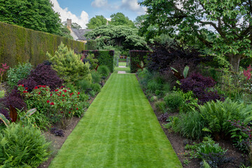 long lawn in the red borders