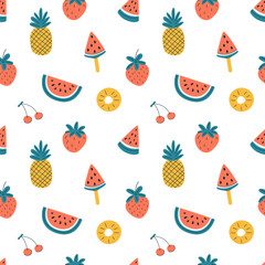 Seamless pattern with summer fruits