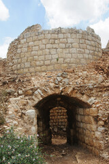 Ruins  in Migdal Tsedek National Park. Israel.