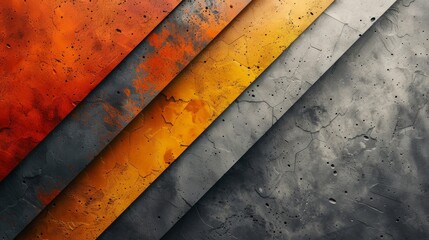 A vibrant composition with diagonal lines alternating between shades of orange and gray, creating a striking abstract image