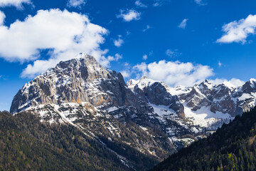 Fototapeta premium The beautiful Dolomiti mountains viewed from Madonna di Campiglio.