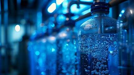 Close-up of a water bottling plant.
