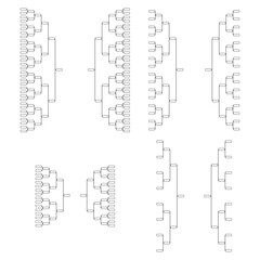 Set of Bracket sport tournament, blank elimination event sign, playoff match vector illustration
