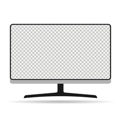 Thin pc monitor shadow icon, technology device equipment symbol,  web vector illustration