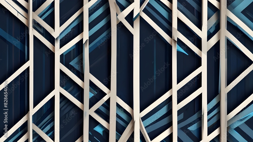Poster abstract geometric pattern with stripes, lines. seamless vector background. white and blue ornament.
