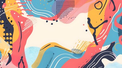 Obraz premium Vibrant Doodle Border Abstract Design with Energetic Sporty Motif and Copy Space