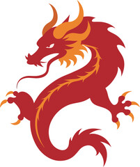 Chinese red ink paint art Chinese zodiac sign dragon