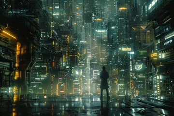 Explore the cyberpunk cityscape, where an infinite variety of objects populates the futuristic streets, bathed in neon lights. AI generative technology brings this dystopian metropolis to life