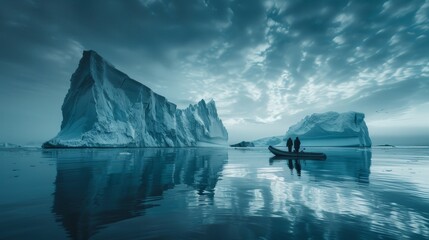A beautiful shot of an iceberg floating in the ocean.