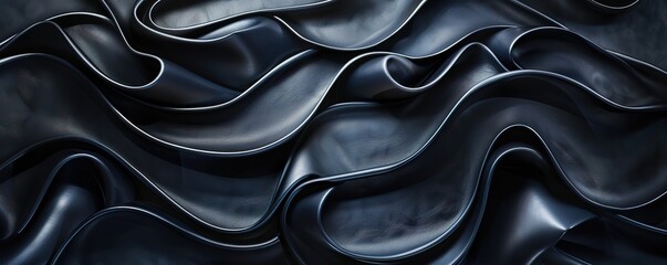 A shiny textured and wavy background in black