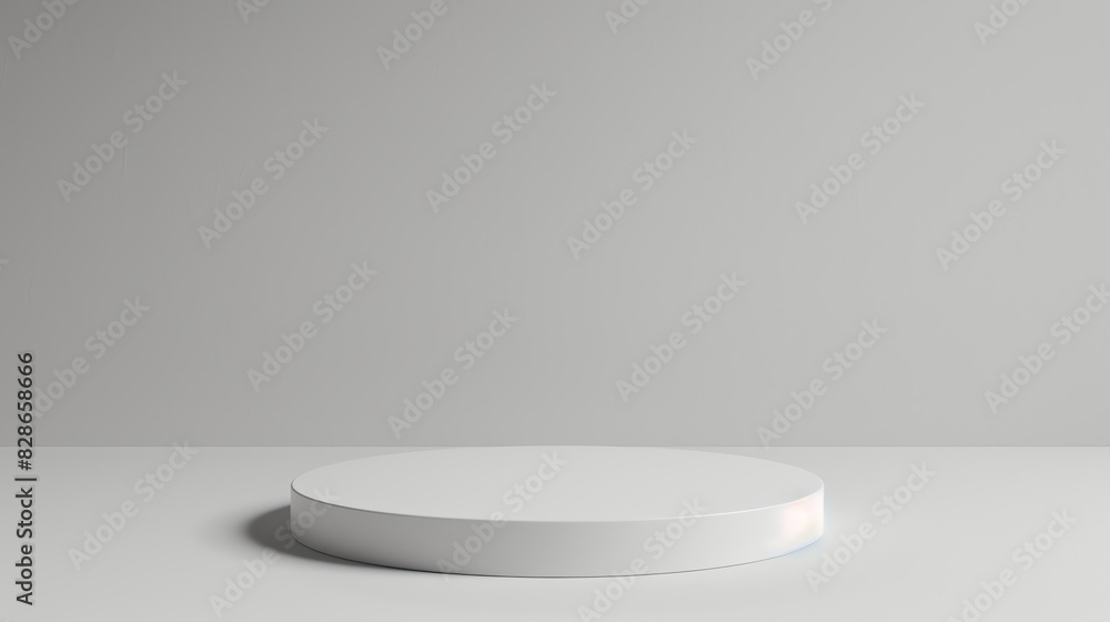Poster 3d rendering of a simple podium or pedestal against a matching background. the podium is a simple sh