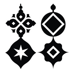 Set of Arabic ornament icons black vector on white background