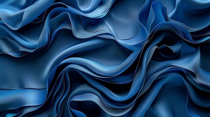 Obraz premium Blue abstract background with smooth wavy folds.