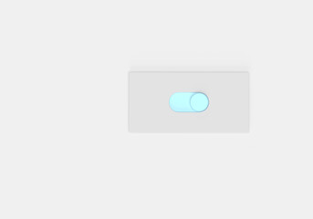 The switch button in the interface. 3D rendering on electricity, functions, applications, operating system, interface, business, work. Minimal, modern style. Gray background.