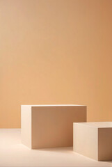 cardboard boxes on the floor. abstract 3d podium render. product display podium and business concept.	