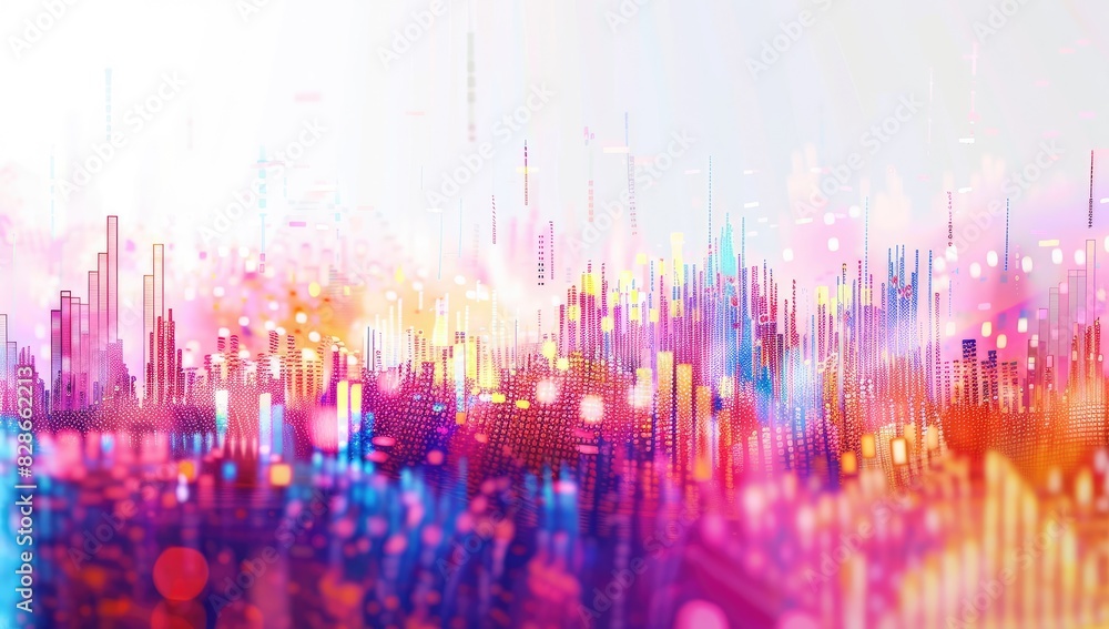 Aufkleber neon financial graph with data points