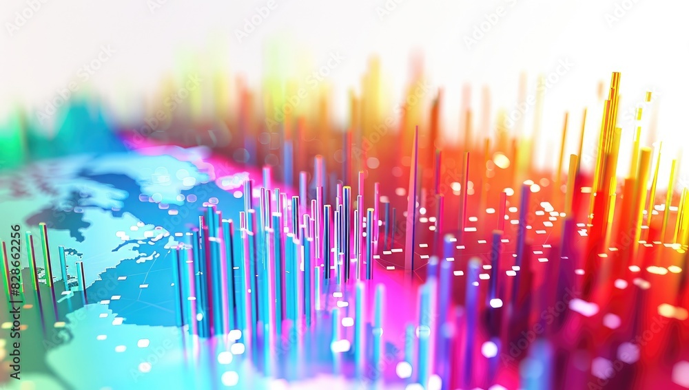 Poster neon financial graph with data points