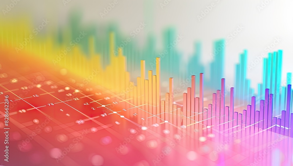 Poster neon financial graph with data points