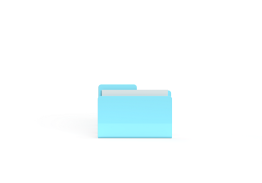 A blue folder with papers and files. 3d rendering on the topic of computer, office, work, interface, technology, applications, business, data. Minimal, modern style. Transparent background. - Powered by Adobe