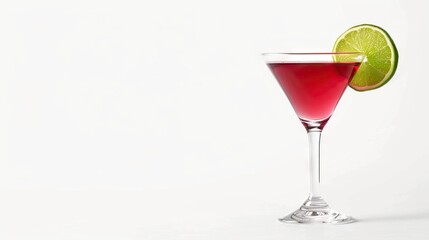 Isolated cosmopolitan drink with lime on white background