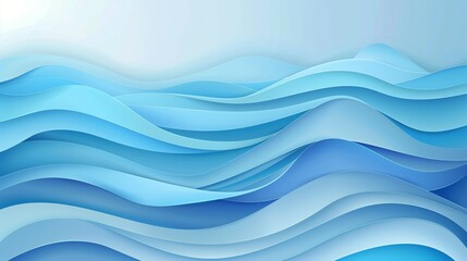 Abstract blue background with waves, flat design, smooth curves.