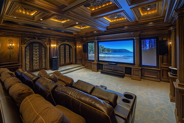 Fototapeta premium Interior Design for Family Rooms with Wide-Screen TV