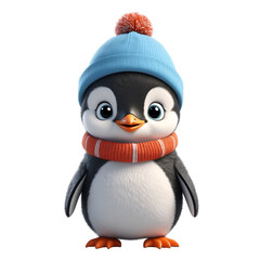 Naklejka premium 3d penguin with hat