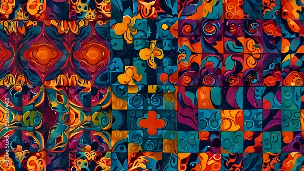 Aufkleber groovy hippie 70s vector backgrounds set. chessboard and twisted patterns. backgrounds in trendy ret