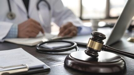 health law concept with scale on table