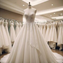 wedding dress on hangers