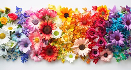A bouquet of flowers in a rainbow of colors