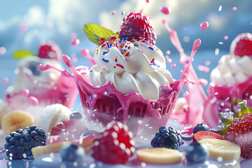 delicious summer ice cream with berry