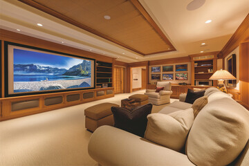 Interior Design for Family Rooms with Wide-Screen TV