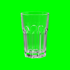 an empty glass cup chroma key