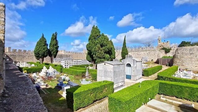 Castle and Igreja Matriz cemetery in Santiago do Cacem, Alentejo in Portugal