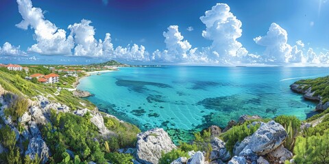 Providenciales in Turks and Caicos skyline panoramic view