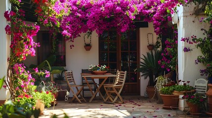 Summer Patio Oasis: Vibrant Bougainvillea in Full Bloomer