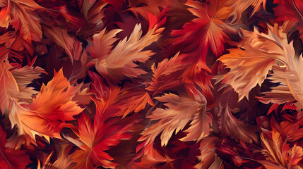 Autumn Dance: Whimsical Leaf Whirlwind Gradient in Shades of Red, Orange, and Brown