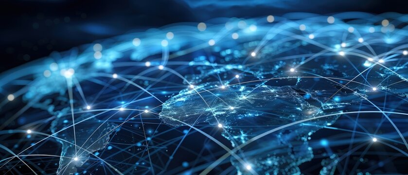 a global logistics network, illustrating the interconnectedness and efficiency of worldwide supply chains facilitated by innovative technology 