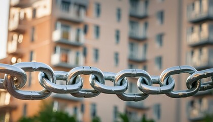 Naklejka premium blockchain chain and block of flats