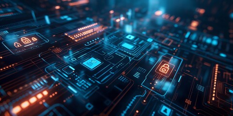 Obraz premium Digital backdround ideal for technological operations, neural networks, AI, data transmission and encryption, digital archives, scientific research